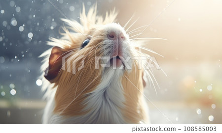 Guinea pig in rain, AI 108585003