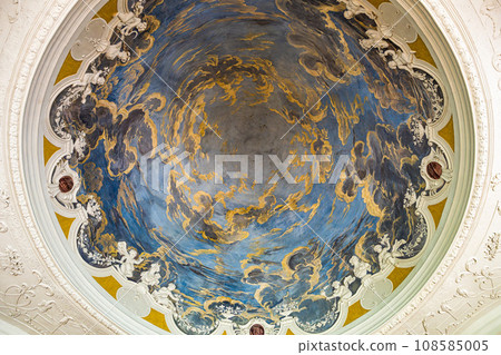 Interior of Castle Belvedere near Weimar Thuringia Germany is a elegant summer residence dating from 18th century. 108585005