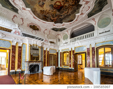 Interior of Castle Belvedere near Weimar Thuringia Germany is a elegant summer residence dating from 18th century. 108585007