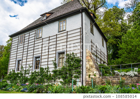 The garden house with garden of Johann Wolfgang von Goethe in Weimar, Thuringia, Germany. Unesco World Heritage Site, The garden house with garden of Johann Wolfgang von Goethe in Weimar, Thuringia, Germany. Unesco World Heritage Site, 108585014