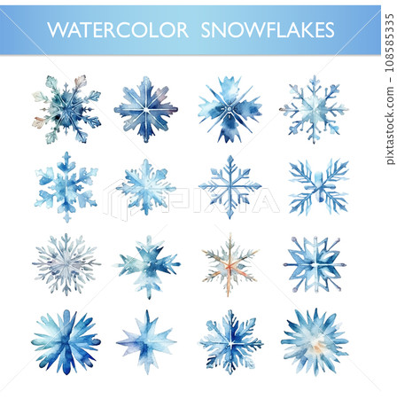 Watercolor Snowflakes.Isolated vector hand-drawn illustrations 108585335
