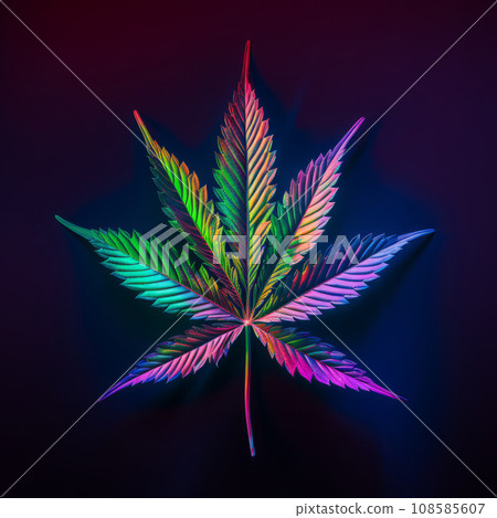 A cannabis leaf on a bright background. Minimalism. 108585607