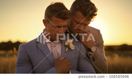 Lovely gay couple on sunset 108585696