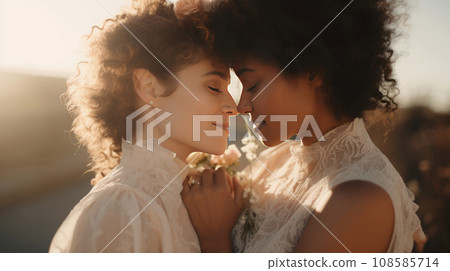 Happy lesbian couple wedding Happy lesbian couple wedding 108585714