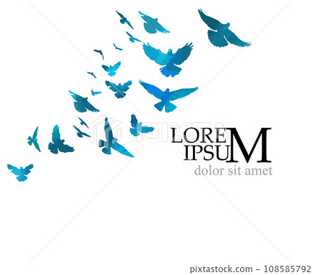 A flock of blue watercolor flying birds. Free birds abstraction. hand drawing. Not AI, Illustrat3. Vector illustration A flock of blue watercolor flying birds. Free birds abstraction. hand drawing. Not AI, Illustrat3. Vector illustration 108585792