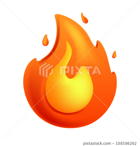 Fire flame 3d vector. Cartoon 3d isolated vector illustration 108586262