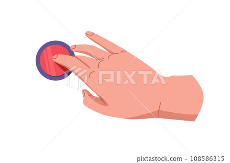 Hand pushing and pressing button. Finger pressing button. Turn on and off. Launch, start, control concept. Vector illustration EPS10 Hand pushing and pressing button. Finger pressing button. Turn on and off. Launch, start, control concept. Vector illustration EPS10 108586315