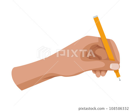 Writing tool in hand. Hand holding pen, pencil, marker and highlighter. Pen, pencil, stylus, felt-tip pen in arm Writing tool in hand. Hand holding pen, pencil, marker and highlighter. Pen, pencil, stylus, felt-tip pen in arm 108586332