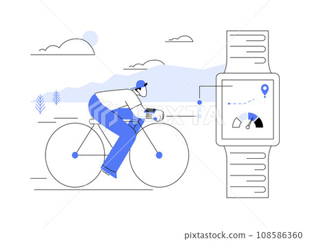 Smartwatch outdoor cycling tracking abstract concept vector illustration. 108586360