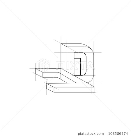 JD monogram logo with grid lines method JD monogram logo with grid lines method 108586374