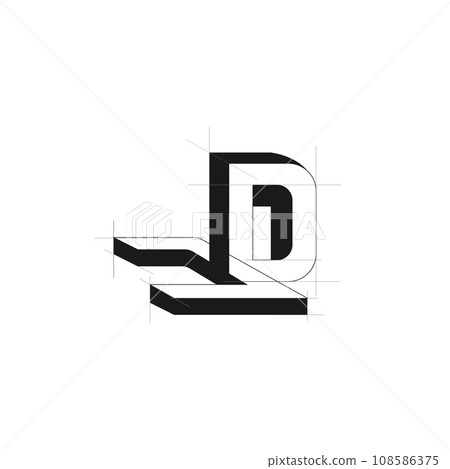 JD monogram logo with grid lines method 108586375