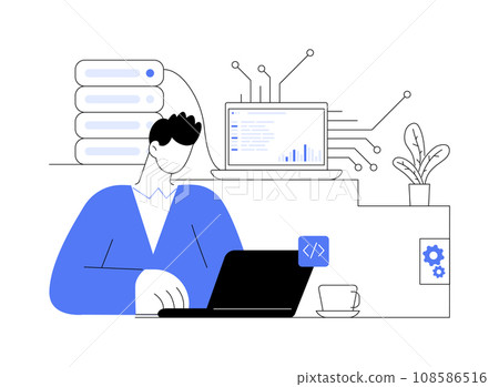 Blockchain engineer abstract concept vector illustration. 108586516