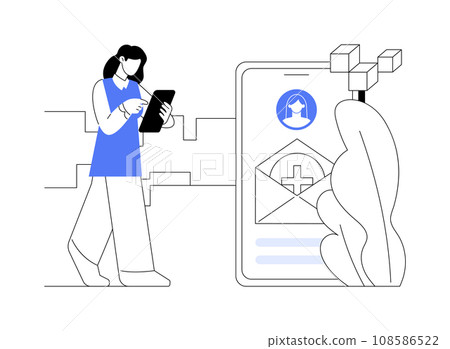 Blockchain medical record system abstract concept vector illustration. 108586522