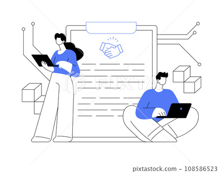Smart contract abstract concept vector illustration. Smart contract abstract concept vector illustration. 108586523