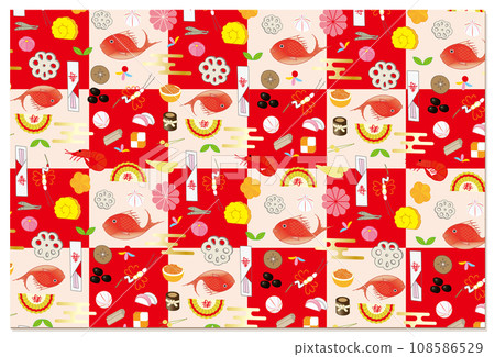 New Year's pattern checkered pattern background material red 108586529
