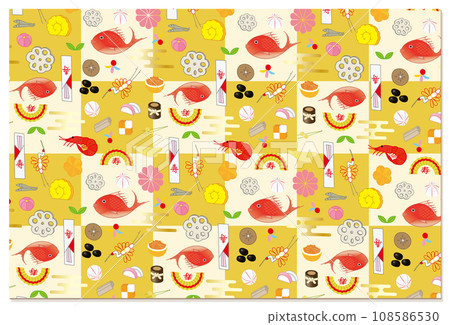 New Year's pattern checkered pattern background material orange golden color 108586530