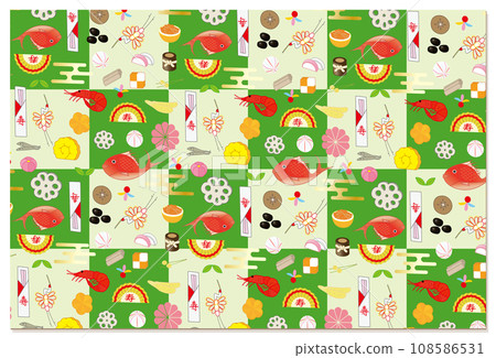 新年圖案格子圖案背景素材綠色 108586531