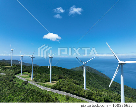 Windmills at Sadamisaki Wind Power Plant, Ikata Town, Ehime Prefecture 108586633