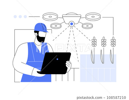 Spraying drone isolated cartoon vector illustrations. Spraying drone isolated cartoon vector illustrations. 108587210