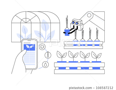 Robotic greenhouse isolated cartoon vector illustrations. Robotic greenhouse isolated cartoon vector illustrations. 108587212
