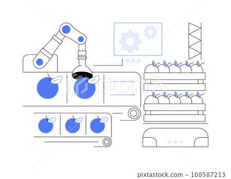 Sorting and packing robots isolated cartoon vector illustrations. Sorting and packing robots isolated cartoon vector illustrations. 108587213