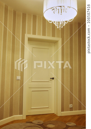 Interior of a room with classic door. white doors. Interior of a room with classic door. white doors. 108587416