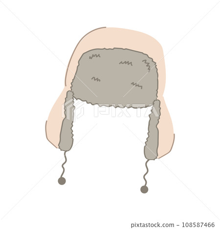 Cute cartoon style winter trapper hat. Doodle knitted cap. 108587466