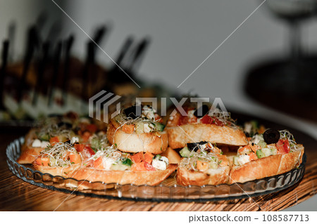 Catering. Food for parties, corporate parties, conferences, forums, banquets. selective focus Catering. Food for parties, corporate parties, conferences, forums, banquets. selective focus 108587713