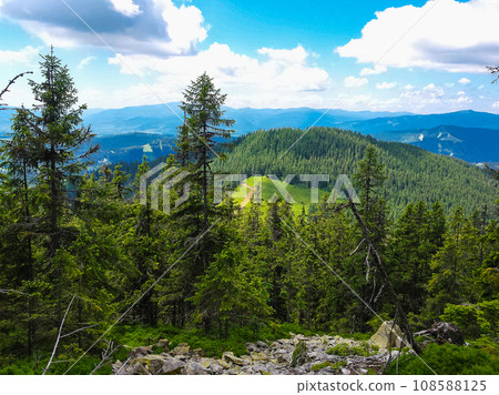 Gorgany - mountain range in Western UkrainView to Syniak mount Gorgany - mountain range in Western UkrainView to Syniak mount 108588125