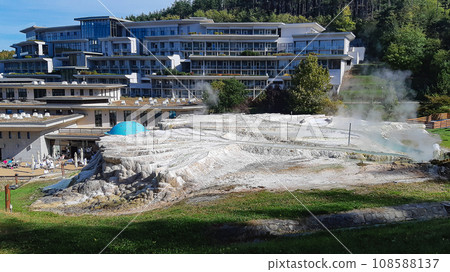 Egerszalok, salt hills Hungary. Thermal water. Thermal water pools in Egerszalok 108588137
