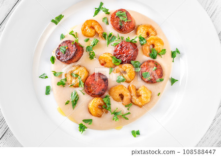 Dip with chorizo and prawns Dip with chorizo and prawns 108588447
