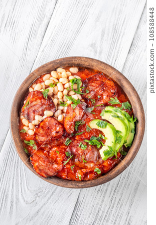 Chorizo and bean stew 108588448