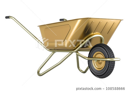 Garden wheelbarrow from copper, 3D rendering Garden wheelbarrow from copper, 3D rendering 108588666