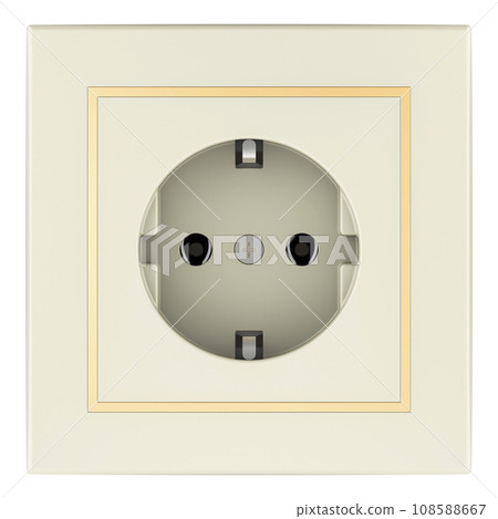 White Electrical Outlet, Socket. 3D rendering White Electrical Outlet, Socket. 3D rendering 108588667