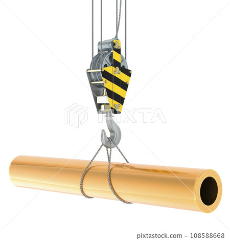 Crane hook with round copper pipe, 3D rendering 108588668