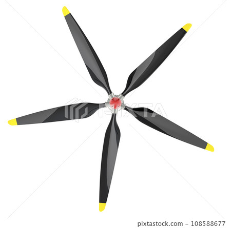 Airplane propeller with 5 blades, 3D rendering 108588677