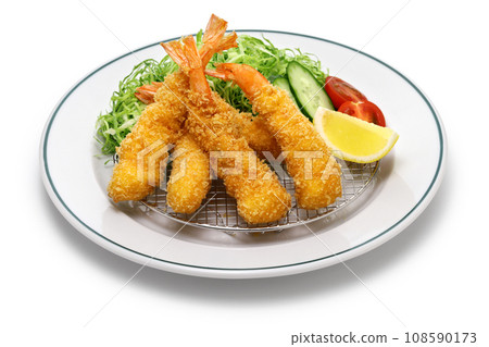 Fried shrimp/white background Fried shrimp/white background 108590173