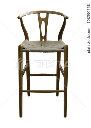 Single tall wooden leg stool isolate on white background with clipping path Single tall wooden leg stool isolate on white background with clipping path 108590568