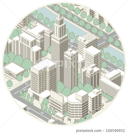 Three-dimensional view of the townscape. Cityscape. 108590932