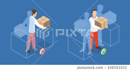 3D Isometric Flat Vector Illustration of Load Handling In Workplace 3D Isometric Flat Vector Illustration of Load Handling In Workplace 108591032