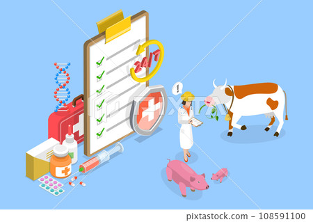 3D Isometric Flat Vector Illustration of Animal Husbandry Healthcare 3D Isometric Flat Vector Illustration of Animal Husbandry Healthcare 108591100