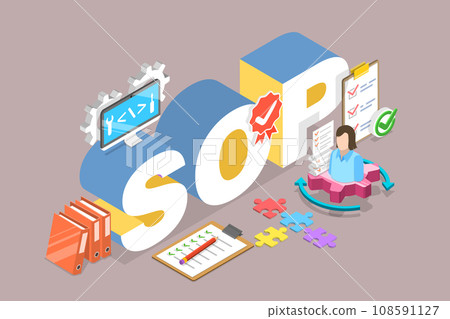 3D Isometric Flat Vector Illustration of SOP 108591127