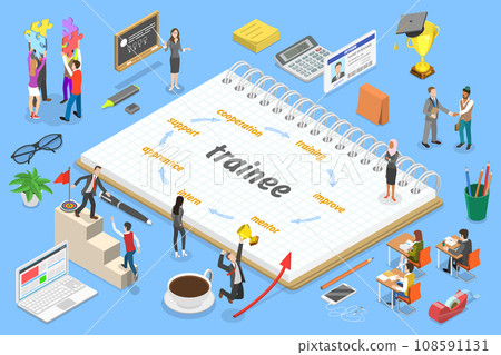 3D Isometric Flat Vector Illustration of Trainee 108591131