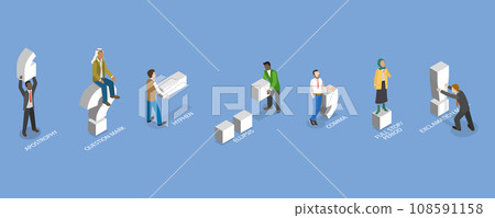 3D Isometric Flat Vector Illustration of Punctuation Marks 3D Isometric Flat Vector Illustration of Punctuation Marks 108591158