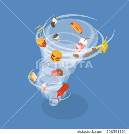 3D Isometric Flat Vector Illustration of Calories Hurricane 108591161