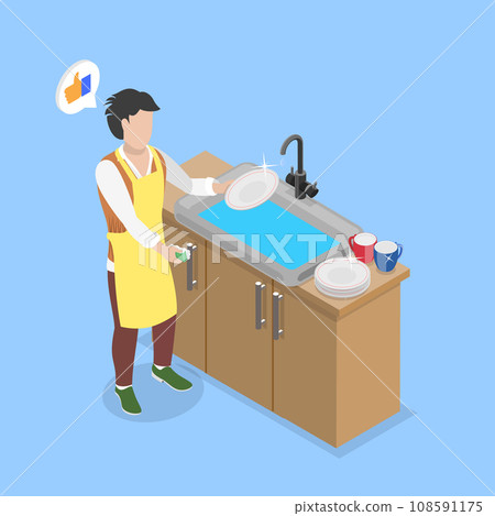 3D Isometric Flat Vector Illustration of Housework 3D Isometric Flat Vector Illustration of Housework 108591175