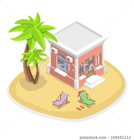 3D Isometric Flat Vector Set of Bungalows. Item 3 108591212