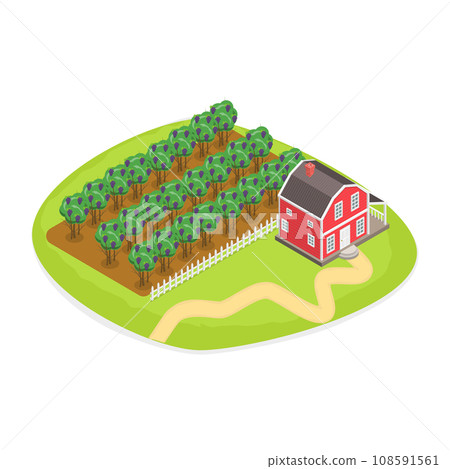 3D Isometric Flat Vector Illustration of Vineyard Harvesting. Item 3 3D Isometric Flat Vector Illustration of Vineyard Harvesting. Item 3 108591561