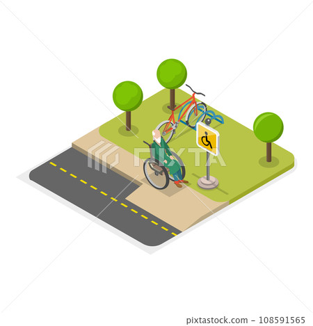 3D Isometric Flat Vector Illustration of Disability Accessibility. Item 3 3D Isometric Flat Vector Illustration of Disability Accessibility. Item 3 108591565