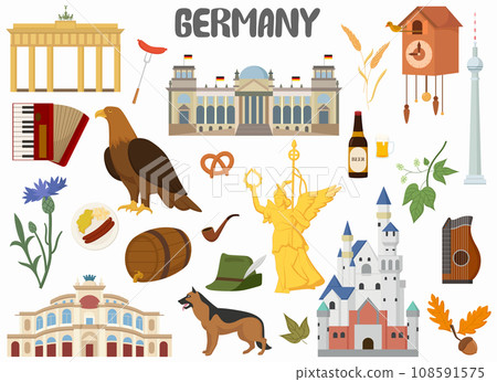 Set of Germany famous landmarks 108591575